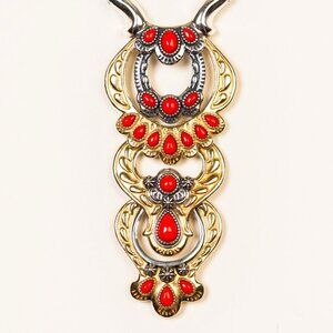 Carolyn Pollack Sterling Silver and Brass with Red Coral Interchangeable Pendant